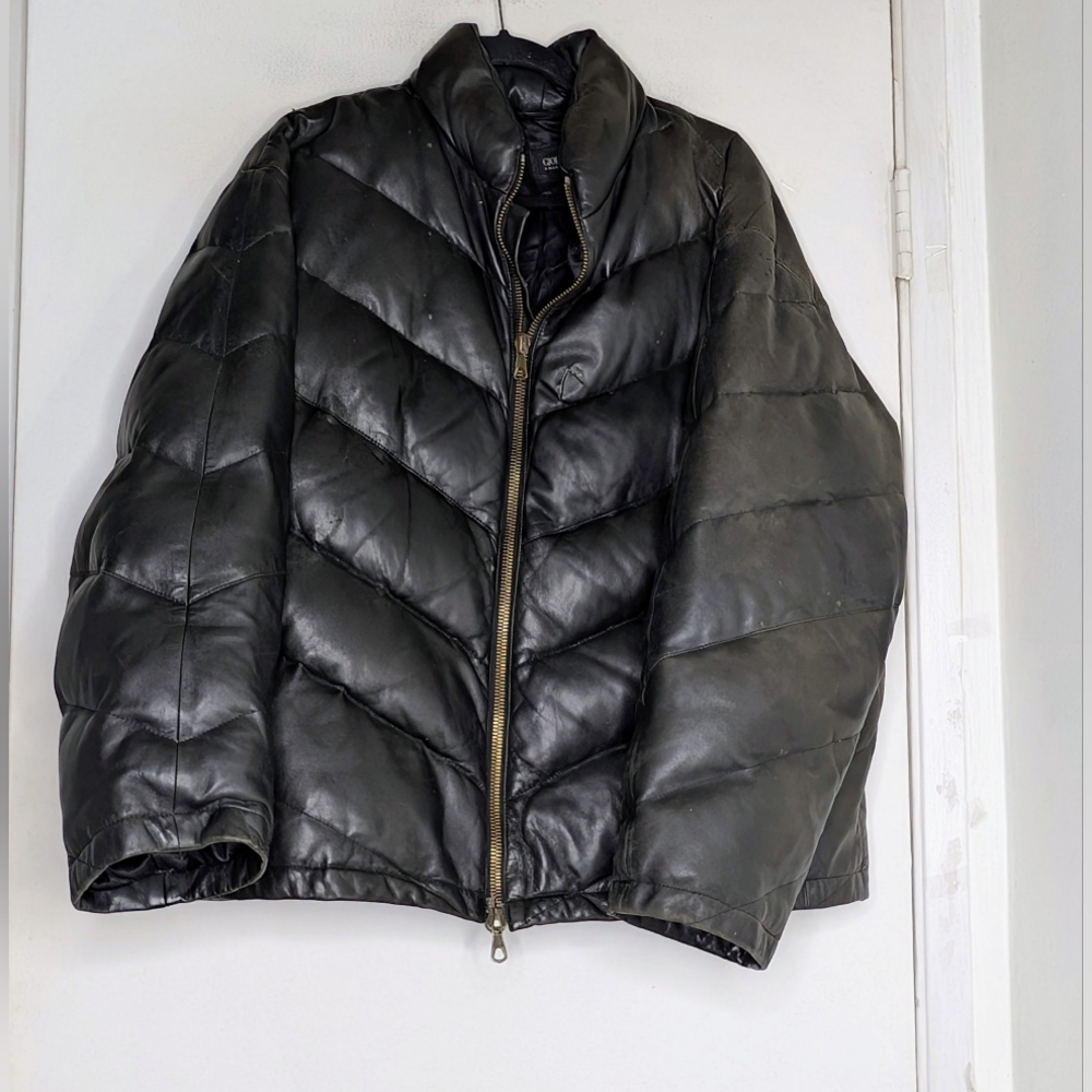 Vintage Giorgio Armani Leather Goose Down Puffer READ